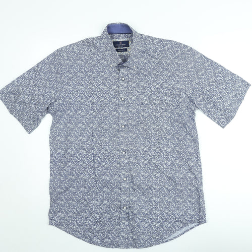 Kellerman Men's Blue Floral Regular Fit Short Sleeve Button-Up Shirt Size M