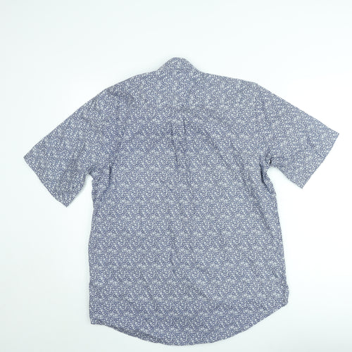 Kellerman Men's Blue Floral Regular Fit Short Sleeve Button-Up Shirt Size M