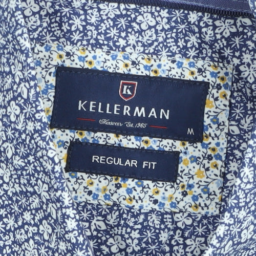 Kellerman Men's Blue Floral Regular Fit Short Sleeve Button-Up Shirt Size M