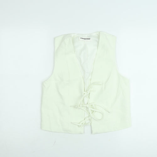Missguided Women’s Ivory Cropped Lace Up Sleeveless Blouse Size S