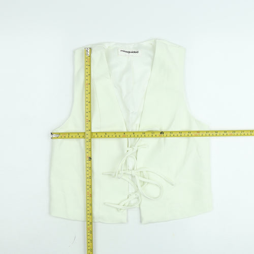 Missguided Women’s Ivory Cropped Lace Up Sleeveless Blouse Size S