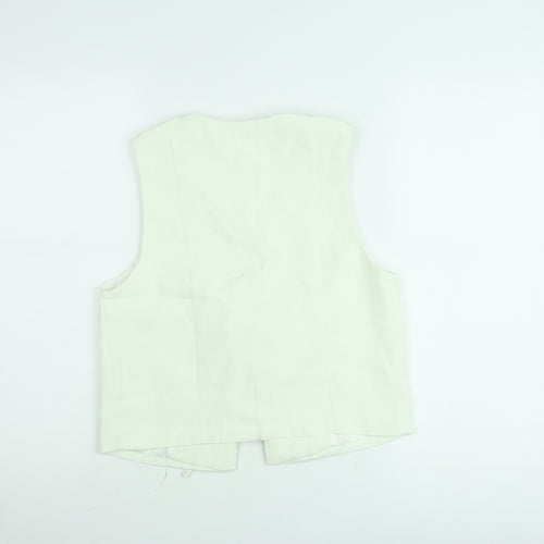 Missguided Women’s Ivory Cropped Lace Up Sleeveless Blouse Size S