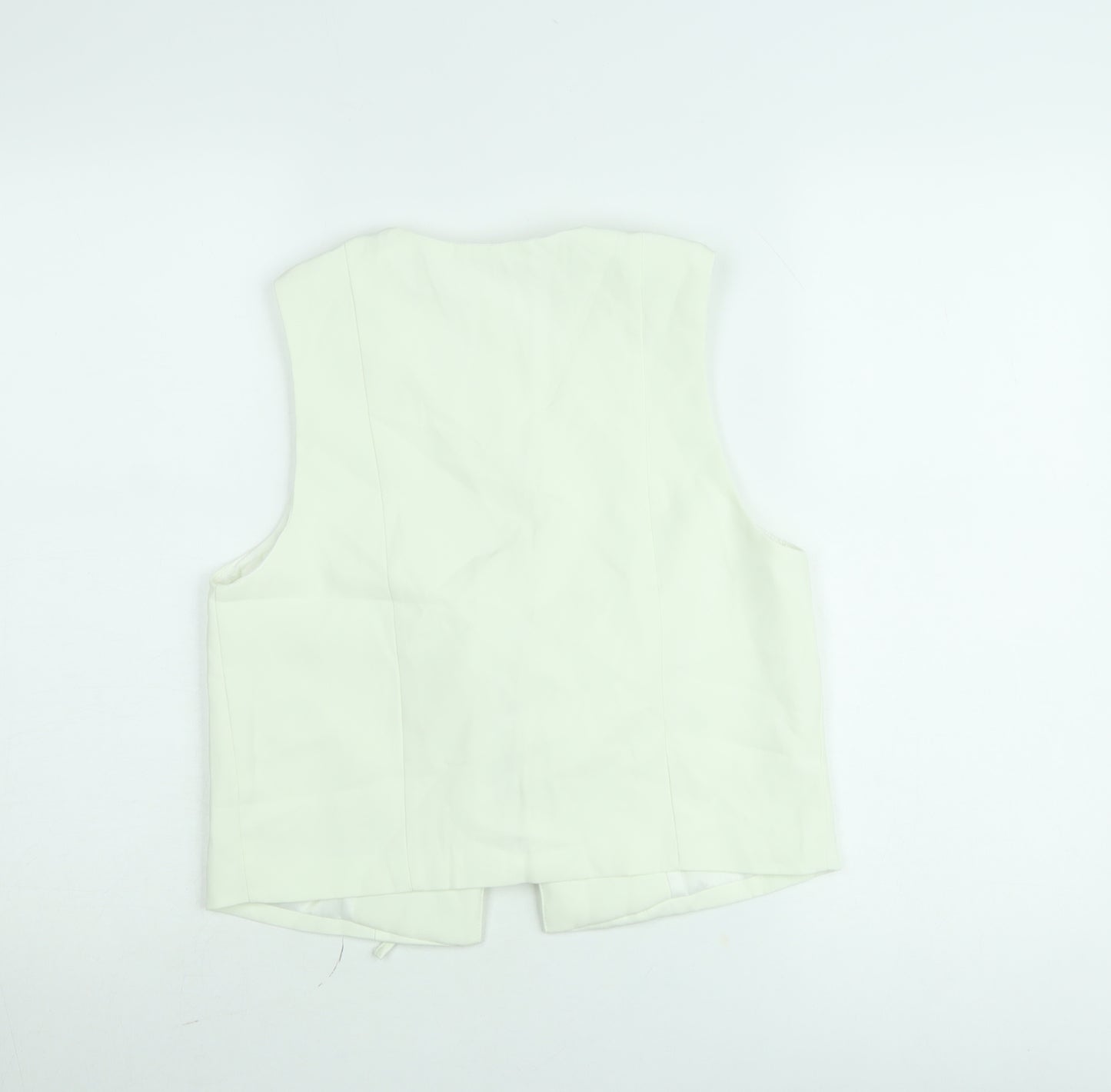 Missguided Women’s Ivory Cropped Lace Up Sleeveless Blouse Size S