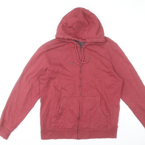 Marks and Spencer Men's Red Full Zip Hoodie Size M Cotton