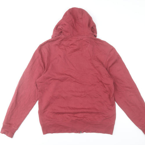 Marks and Spencer Men's Red Full Zip Hoodie Size M Cotton
