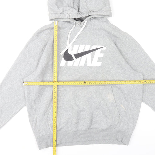 Nike Mens Grey Pullover Hoodie L Sports Graphic Fleece Sweatshirt