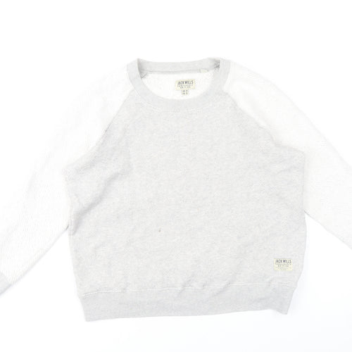 Jack Wills Women’s Grey Sweatshirt UK 12 Cotton Blend Crew Neck