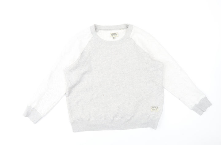 Jack Wills Women’s Grey Sweatshirt UK 12 Cotton Blend Crew Neck