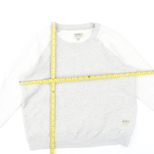 Jack Wills Women’s Grey Sweatshirt UK 12 Cotton Blend Crew Neck