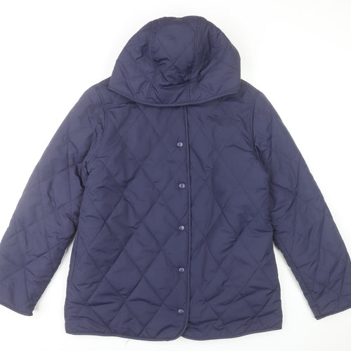 Bonmarché Womens Blue Quilted Hooded Mid-Length Jacket Size 12