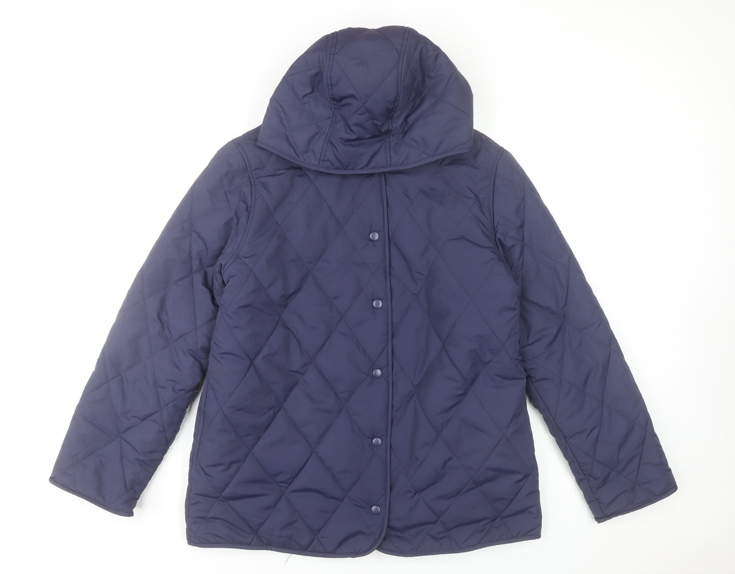 Bonmarché Womens Blue Quilted Hooded Mid-Length Jacket Size 12