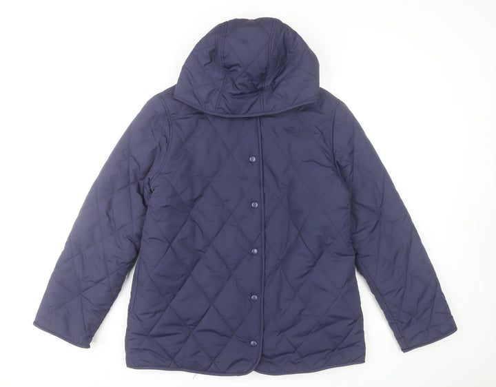 Bonmarché Womens Blue Quilted Hooded Mid-Length Jacket Size 12
