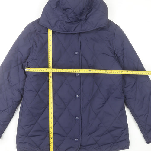 Bonmarché Womens Blue Quilted Hooded Mid-Length Jacket Size 12