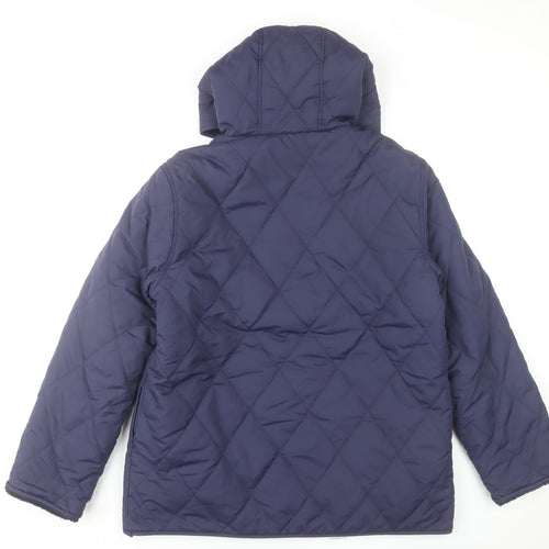 Bonmarché Womens Blue Quilted Hooded Mid-Length Jacket Size 12