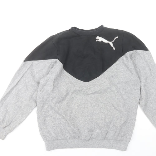 Puma Womens Grey & Black Pullover Sweatshirt Size 10 Cotton Blend