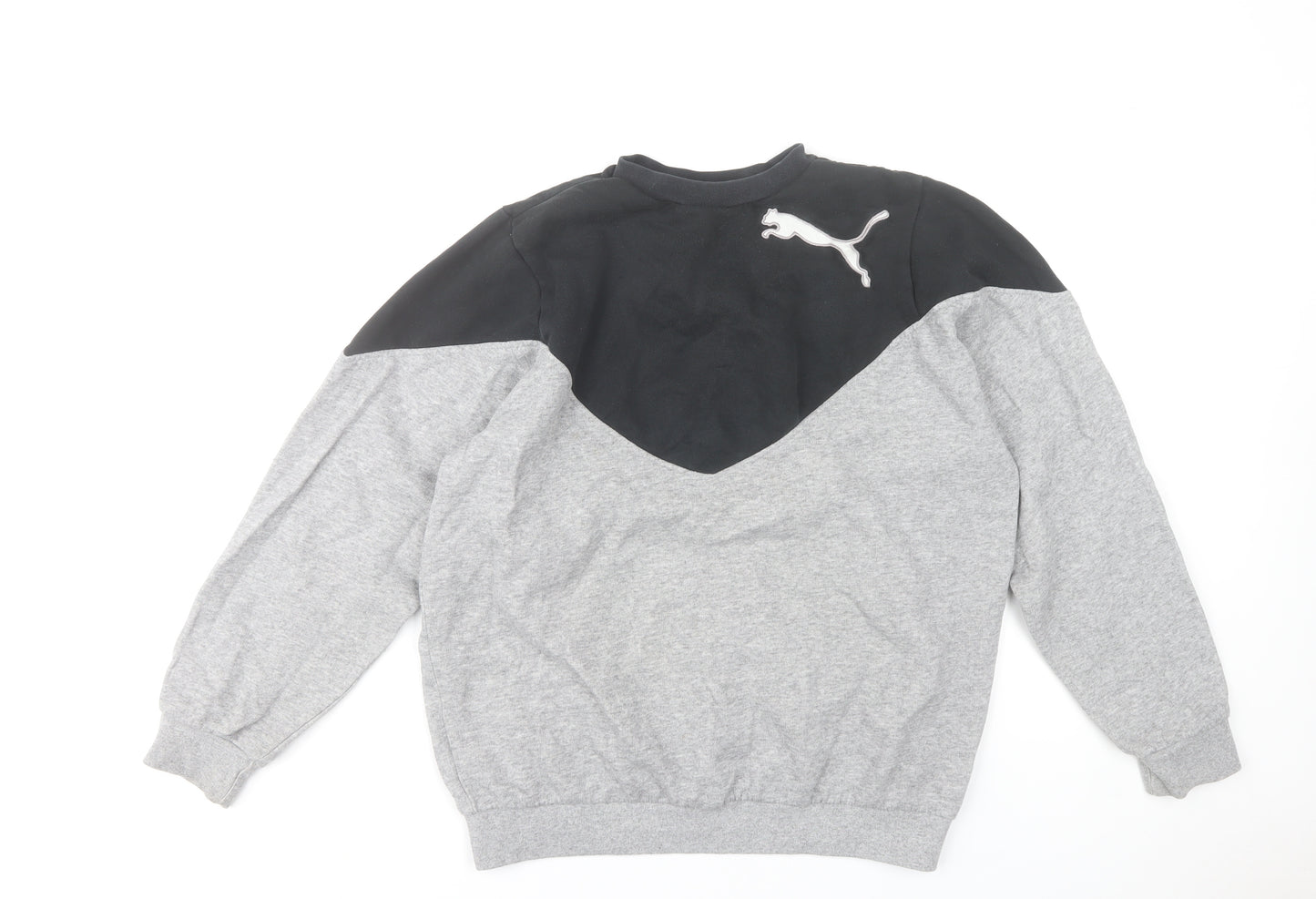 Puma Womens Grey & Black Pullover Sweatshirt Size 10 Cotton Blend