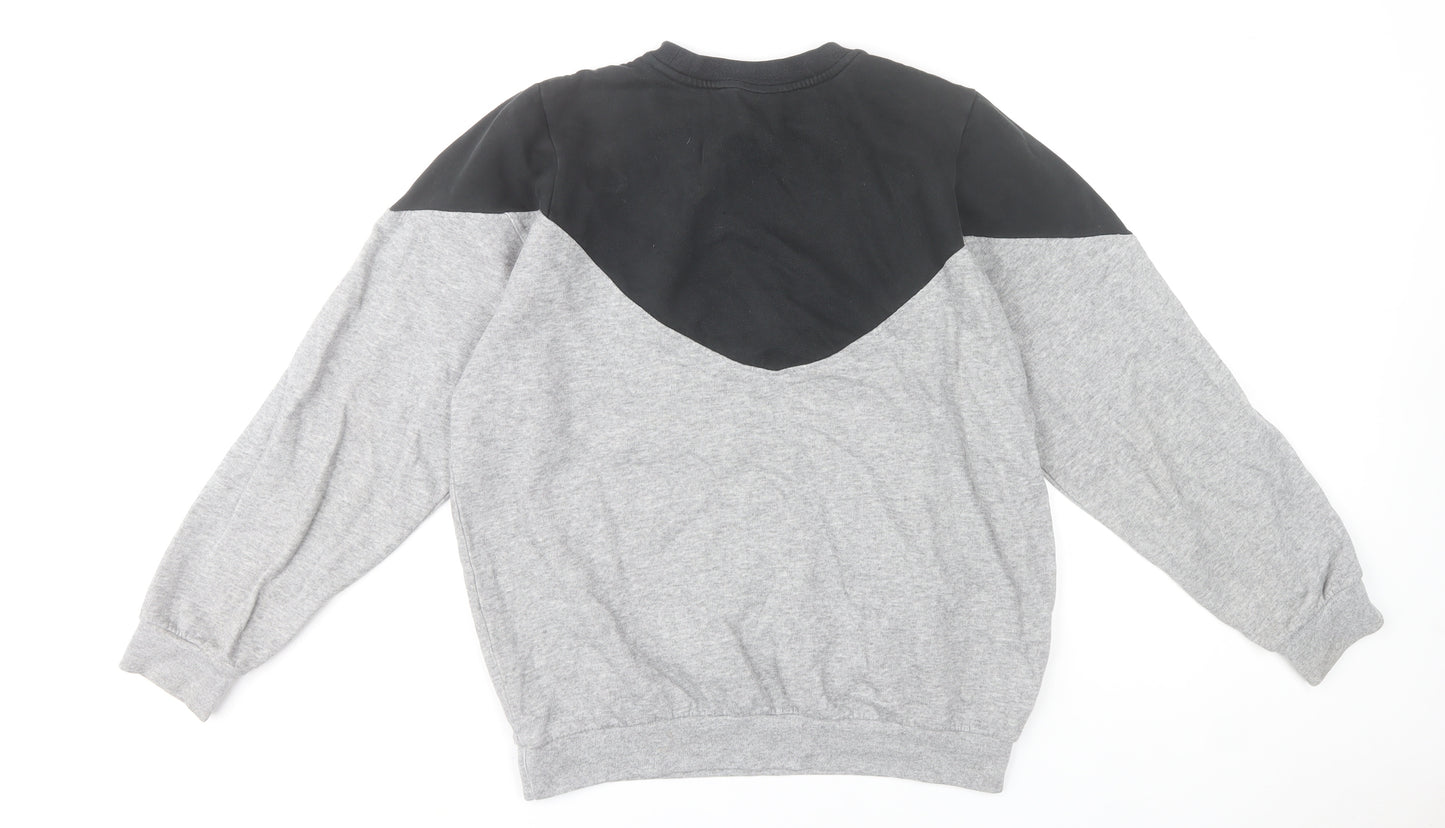 Puma Womens Grey & Black Pullover Sweatshirt Size 10 Cotton Blend