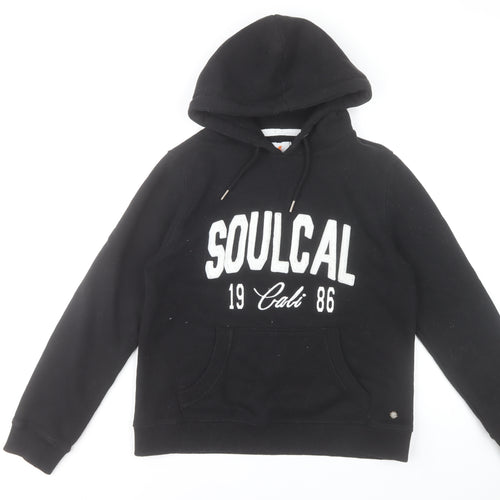 SoulCal & Co Women Black Large Pullover Hoodie 80% Cotton Logo Print