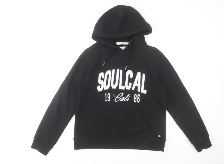 SoulCal & Co Women Black Large Pullover Hoodie 80% Cotton Logo Print