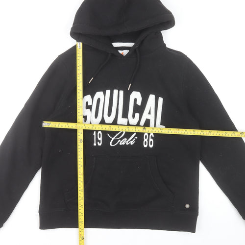 SoulCal & Co Women Black Large Pullover Hoodie 80% Cotton Logo Print