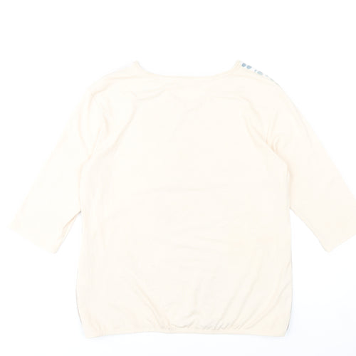 TR Women's Beige Floral V-Neck 3/4 Sleeve T-Shirt Size 14