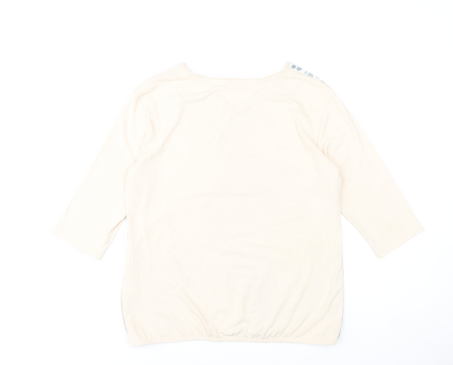 TR Women's Beige Floral V-Neck 3/4 Sleeve T-Shirt Size 14