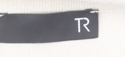 TR Women's Beige Floral V-Neck 3/4 Sleeve T-Shirt Size 14