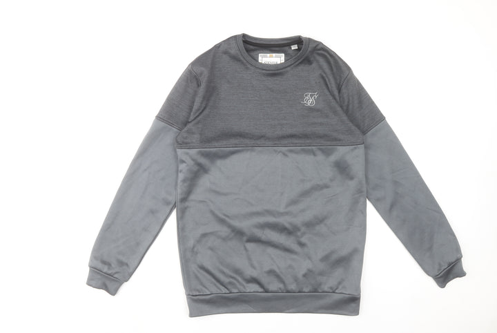 SikSilk Men's Grey Pullover Sweatshirt Size S Regular Fit