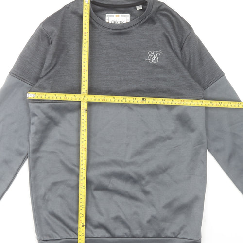 SikSilk Men's Grey Pullover Sweatshirt Size S Regular Fit
