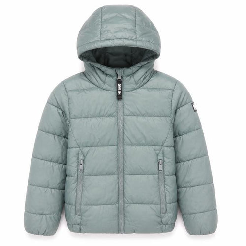 DKNY Boys Green Hooded Puffer Jacket 6 Years Nylon Winter Coat