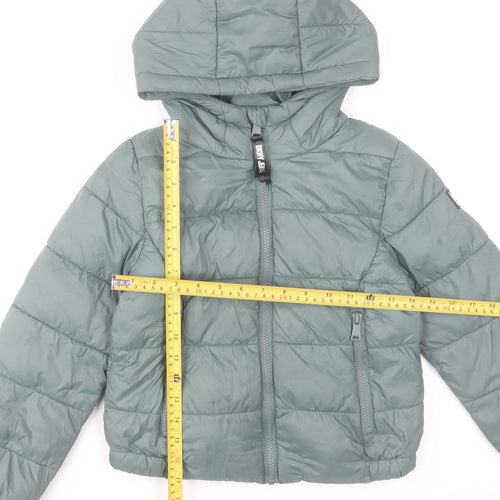 DKNY Boys Green Hooded Puffer Jacket 6 Years Nylon Winter Coat