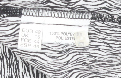 Fosby Women’s Grey Animal Print Button-Up Long Sleeve Shirt Size 16