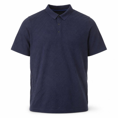Jasper Conran Men's Navy Blue Textured Cotton Polo Shirt XL