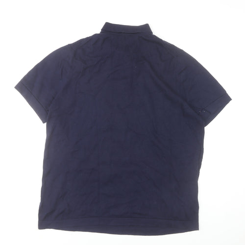 Jasper Conran Men's Navy Blue Textured Cotton Polo Shirt XL