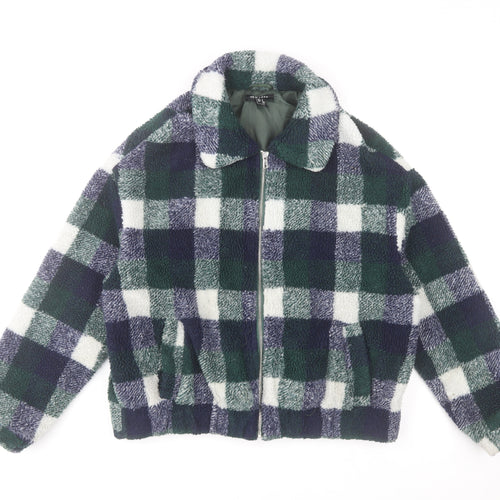 New Look Women’s Multicoloured Check Fleece Bomber Jacket Size S
