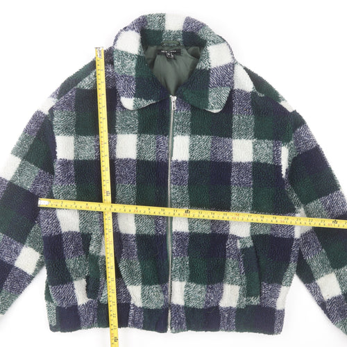 New Look Women’s Multicoloured Check Fleece Bomber Jacket Size S