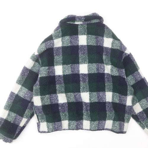 New Look Women’s Multicoloured Check Fleece Bomber Jacket Size S