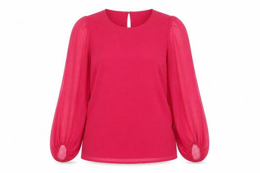 Front view of VILA Women's Pink Chiffon Long Sleeve Tunic Blouse, size 10