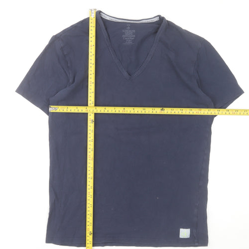 Calvin Klein Men's Blue Slim Fit V-Neck Cotton T-Shirt M