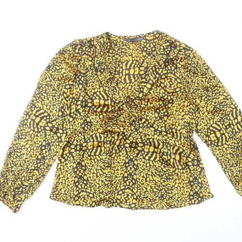 Dunnes Women’s Yellow Animal Print Chiffon Tunic Blouse Size 12