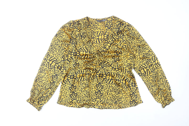 Dunnes Women’s Yellow Animal Print Chiffon Tunic Blouse Size 12