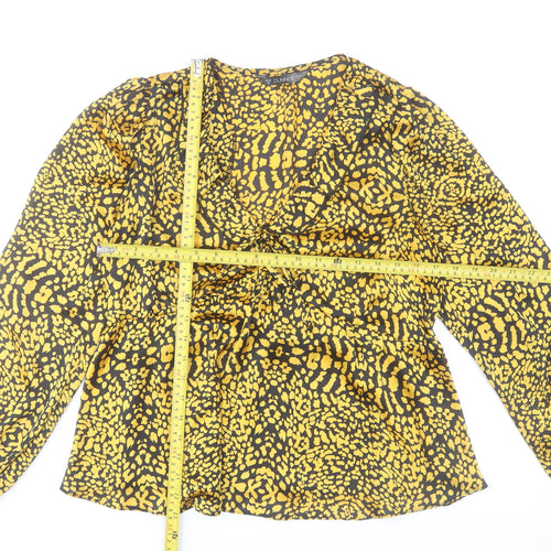 Dunnes Women’s Yellow Animal Print Chiffon Tunic Blouse Size 12