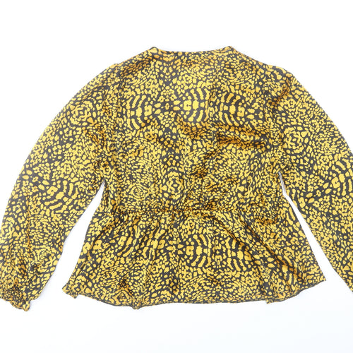 Dunnes Women’s Yellow Animal Print Chiffon Tunic Blouse Size 12