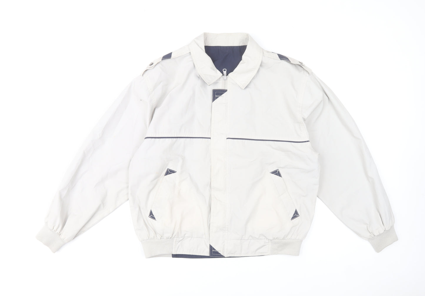 Nico Men's Beige Bomber Jacket Size M 38in Full Zip Polyester Cotton