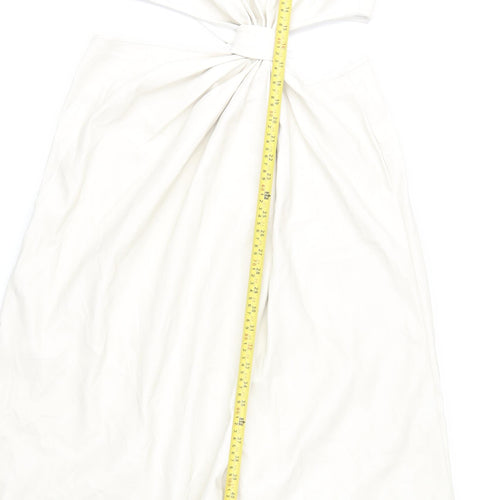 Topshop Women Ivory One Shoulder Asymmetric Midi Dress Size 14