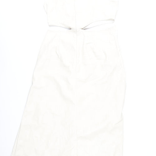 Topshop Women Ivory One Shoulder Asymmetric Midi Dress Size 14