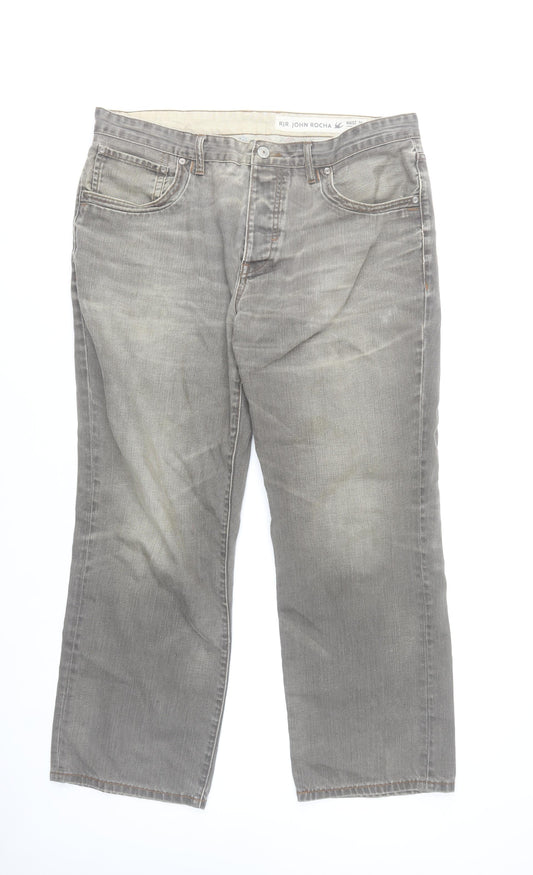RJR John Rocha Men's Grey Straight Leg Jeans 38W 30L Cotton Denim