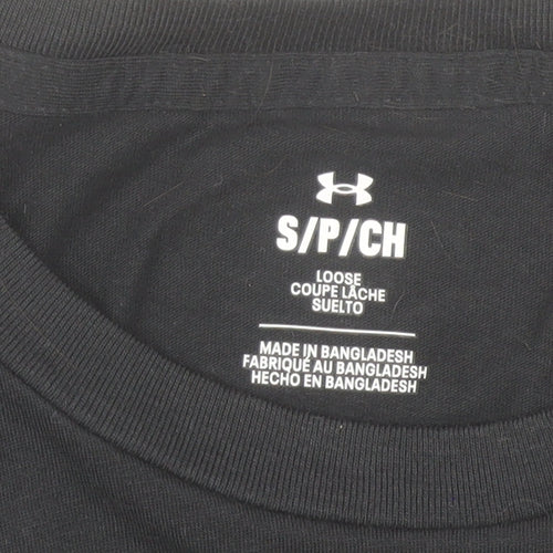 Under Armour Men's Black Loose Fit Cotton Blend Crew Neck T-Shirt Size S