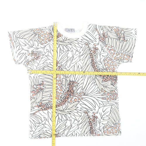 Honey Women's Multicoloured Animal Print Cotton T-Shirt XS