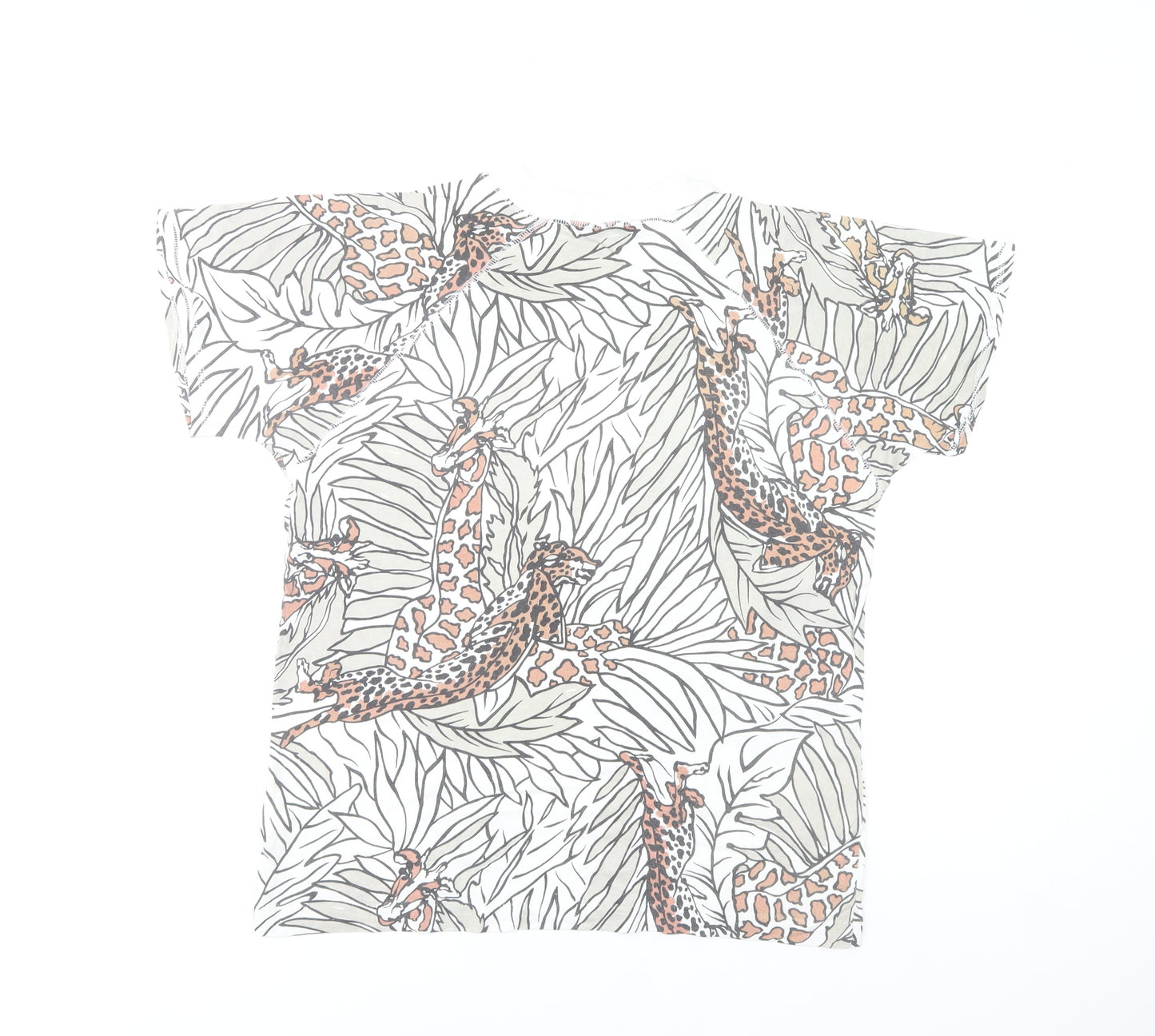 Honey Women's Multicoloured Animal Print Cotton T-Shirt XS
